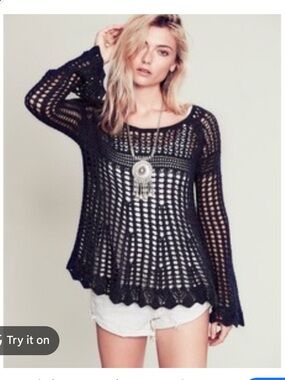 Free People Annabelle crochet pullover sweater